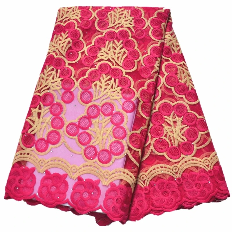 

Latest 2020 african lace fabric high quality embroidered net Lace Fabric with stones 5Yards