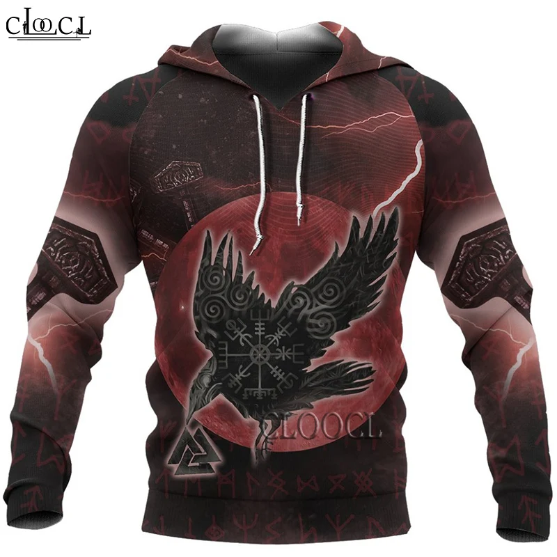 

HX Drop Shipping Viking Pullover Hoodie Raven Of Odin Rune 3D Printed Mens Zip Up Hoodie Harajuku Streetwear Casual Tracksuits
