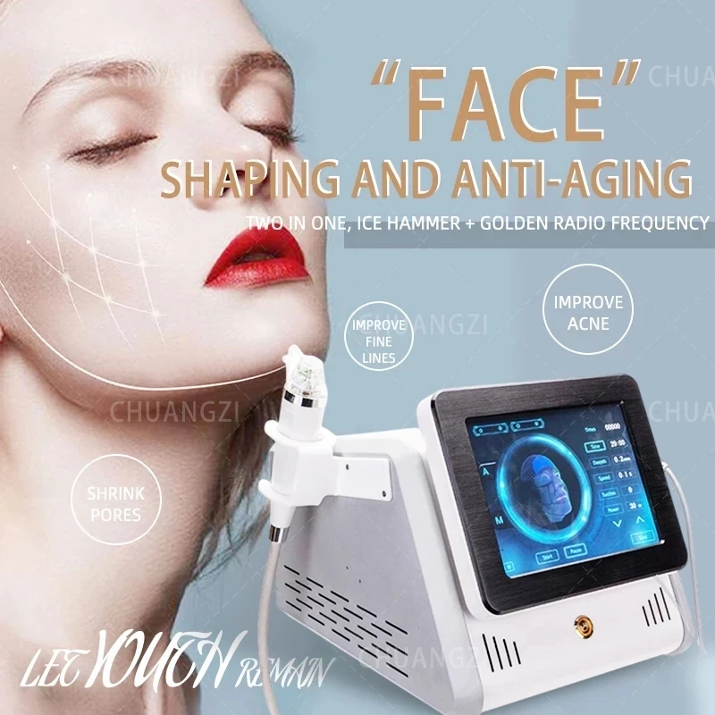 

2 in 1 r/f fractional micro-needle machine with cold hammer anti-acne shrink pores facial skin care tools stretch marks remover