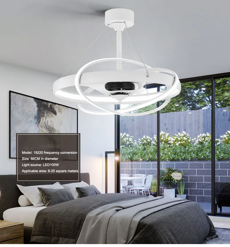 

European style negative ion invisible ceiling fan creative personality LED fan and LED lamp for living room and dining room