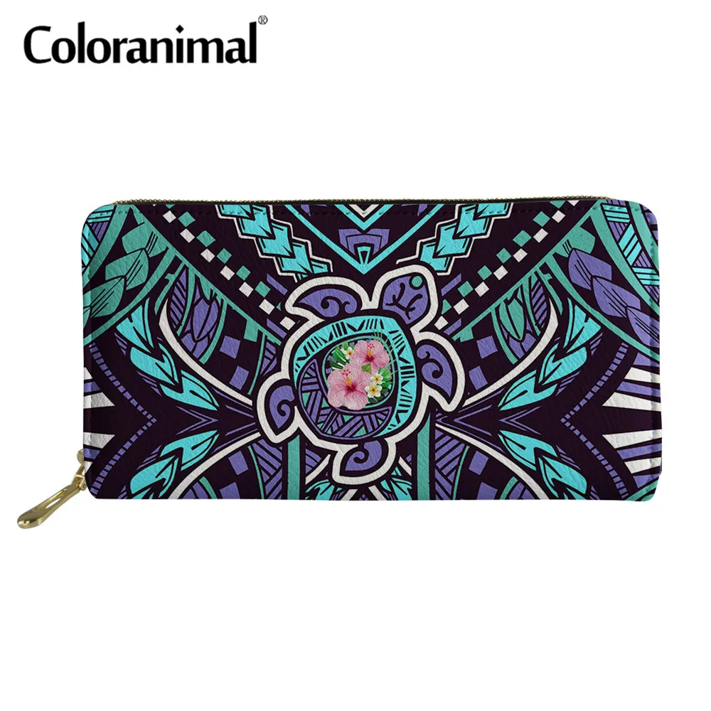 Coloranimal полинезийская черепаха с гибискус печатных Для женщин PU кошелек