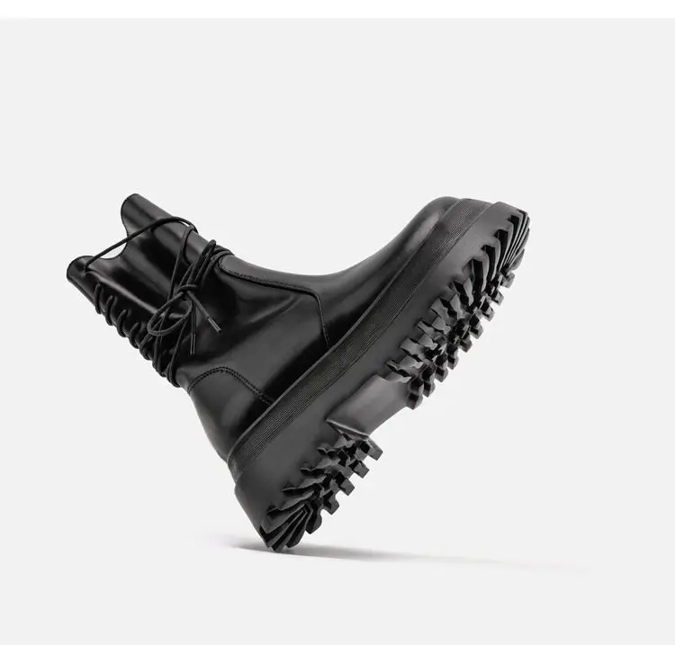 

2022 New Boots Women Platform Warm Shoes Winter Fashion Mid-Calf Boots Ankle Boots Zipper Leather Boots Women Botas Mujer