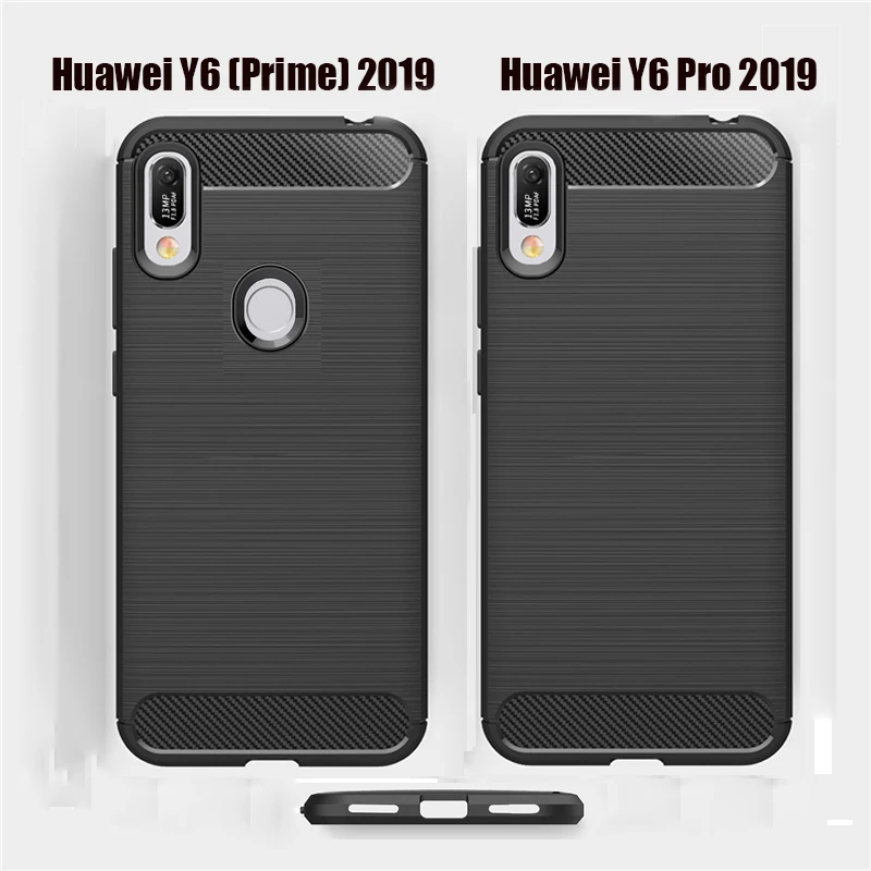 Чехол с полной защитой для Huawei Y6 2019 мягкий силиконовый чехол из углеродного