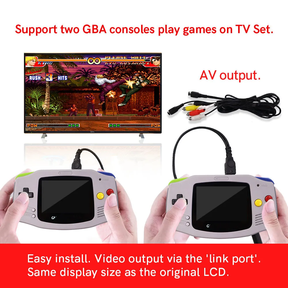 

Для Gameboy Advance GBA 3 ''оригинальный размер IPS LCD TV Out Mod нет необходимости в Cuting Shell - 2 Player