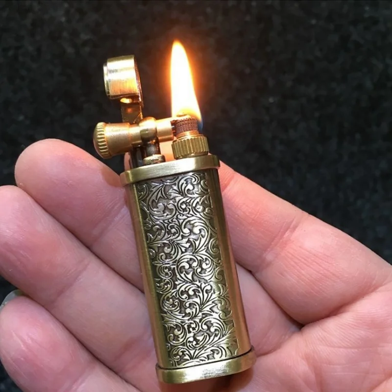 

2021 New Vintage Flint Kerosene Lighters Flame Retro Metal Grinding Wheel Petrol Old Trenches Cigarette Lighter Smoker Gadgets