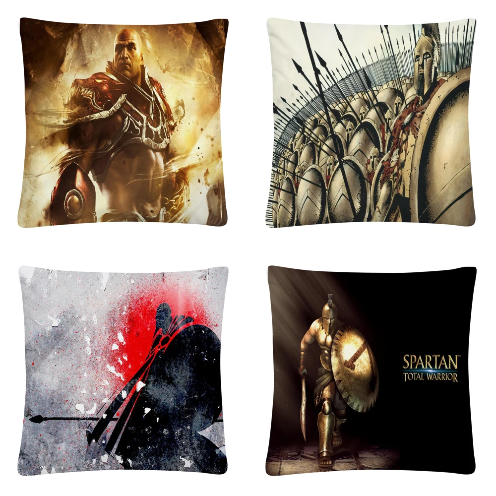 

Spartan Gladiator Exquisite Pattern Soft Short Plush Cushion Cover Pillow Case for Home Sofa Car Decor Pillowcase 45X45cm