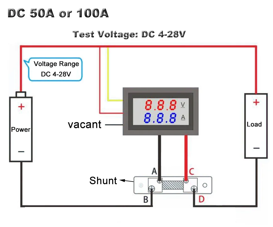 0,56 ''цифровой вольтметр Амперметр постоянного тока 0-100 в AC60-500V 1A 10A 50A 100A Красный Синий светодиодный дисплей измеритель напряжения тока тестер детектор