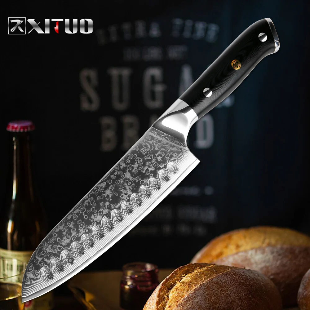 XITUO Дамаск Santoku нож VG10 сталь японский кухонный шеф повара острый Кливер суши Gyuto