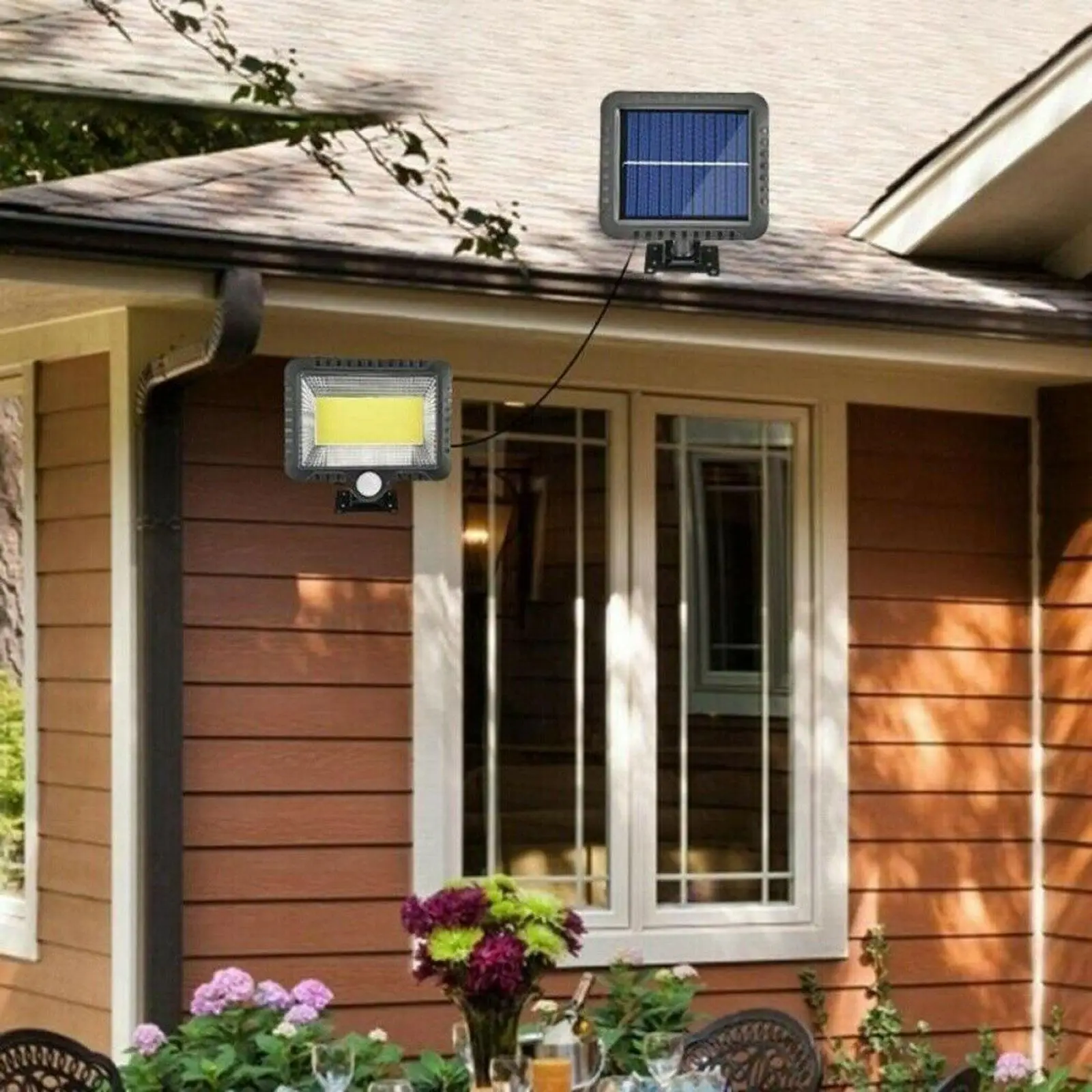 

Solar Powered Motion Sensor Light Outdoor Waterproof Solar Wall Mounted Security Flood Light For Garden Courtyard Fence