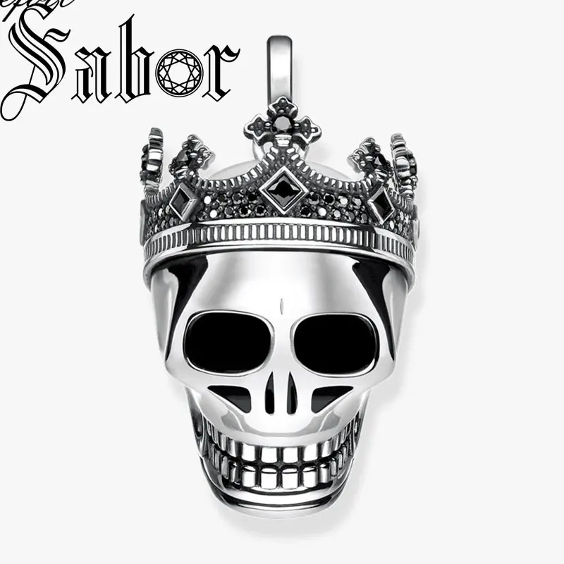 Подвеска с короной и черепом винтажное ювелирное изделие серебряного цвета