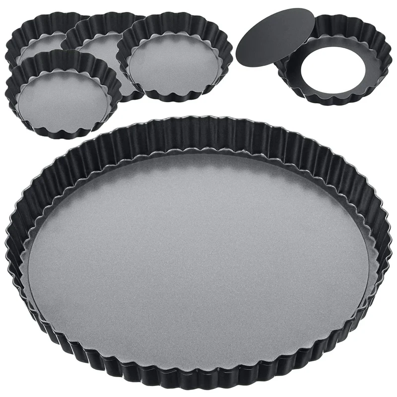 

9 дюймов и 4 дюйма 6 упаковка пирог Пан съемное дно Киш антипригарный пирог торт форма для выпечки Пан углеродистая Сталь Киш Пан