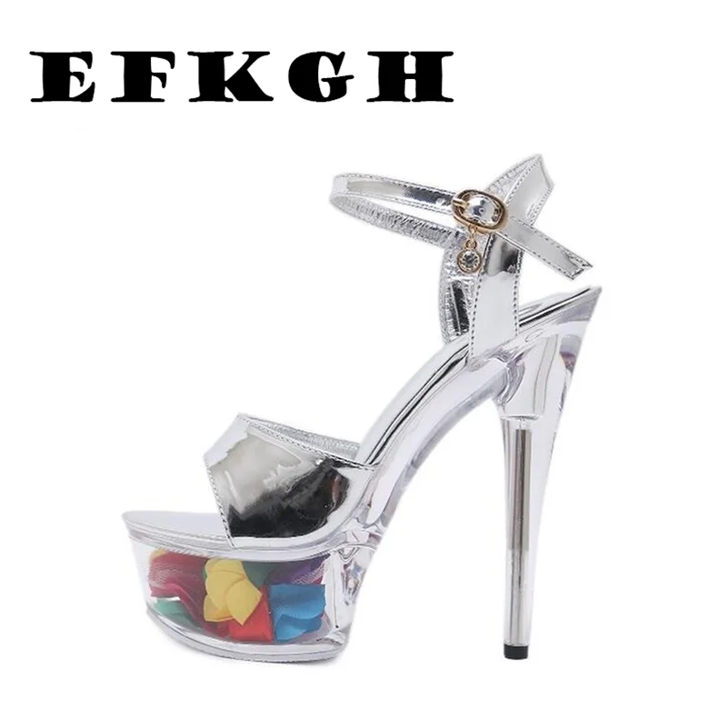 

Platform sandals Shoes Women Wedding Shoes 2019 New Flower Sexy High Heel 14.5CM Platforms Sandals Crystal Lady's Shoes tenis