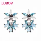 Винтажные богемные серьги LUBOV с натуральным камнем, черными кристаллами, большие серьги для женщин, бижутерия, висячие серьги с зеленым цветком, бижутерия