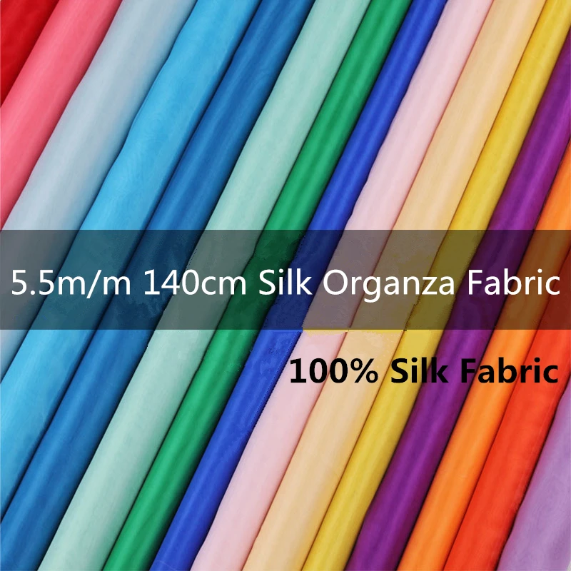 Шелковая ткань из органзы 5 momme 140 см 54 дюйма жесткий тюль натуральный текстиль