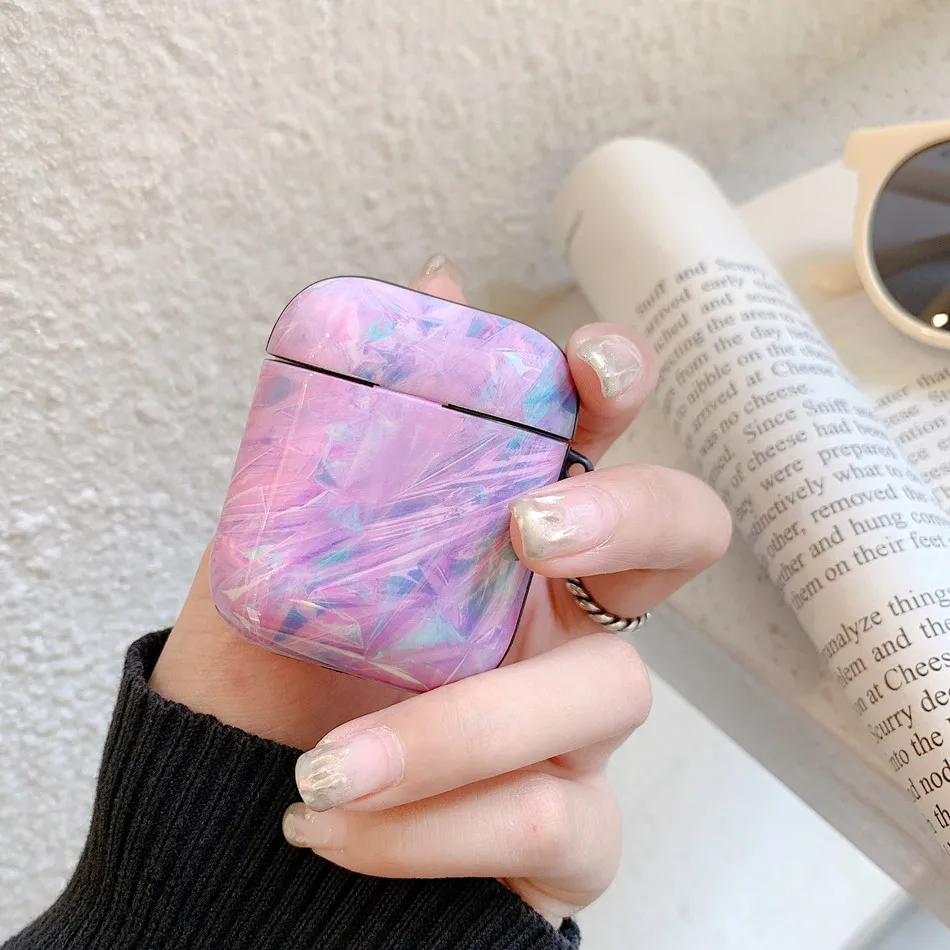Shell Purple Чехол для AirPods, роскошный мраморный Корпус Раковины, чехол для наушников Airpods 2/i10/i11 TWS, Мягкий силикон IMD, защитный чехол - Цвет: Shell Purple