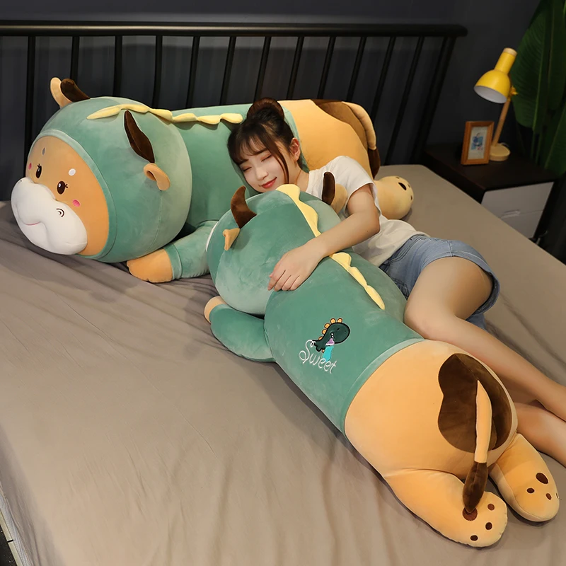 

Cartoon cow animal plush peluches grandes turned into dinosaur pillow toy fabric comfortable filling home decoration decoration