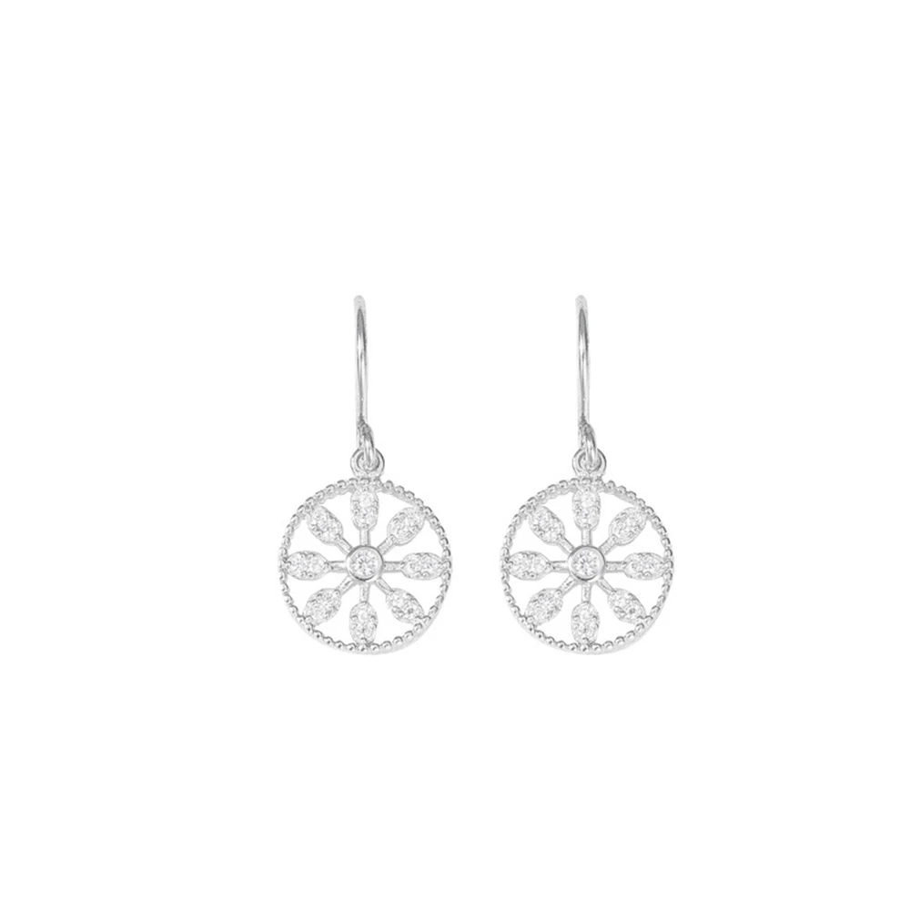 

S925 whole body sterling silver snowflake ear hooks sweet girly feeling micro-inlaid zircon small flower earrings earrings all-m