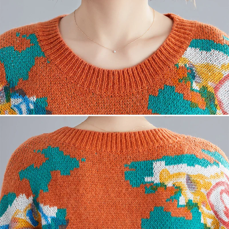 Johnature Women Print Floral Pullover Vintage Sweaters Chinese Style 2020 Autumn New Long Sleeve Cloths Loose | Женская одежда