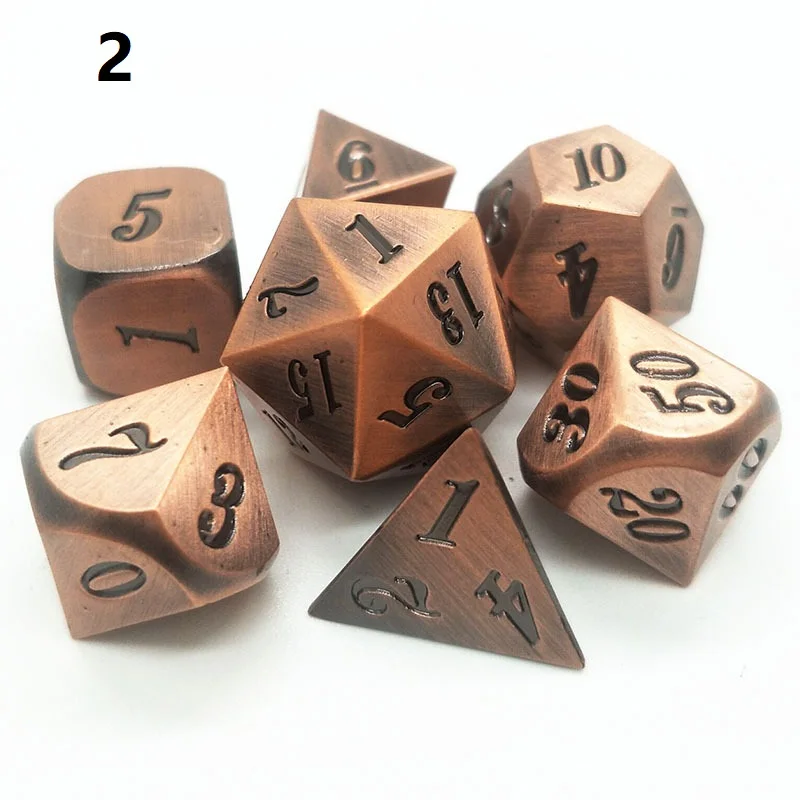 7 шт./компл. игральные кости DND набор патина многогранные металлические кубики dados