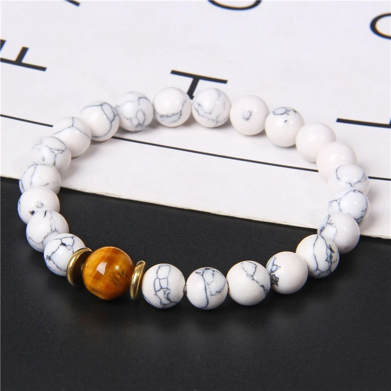 Модный мужской браслет натуральный круглый лабрадорит каменные бусины белый с