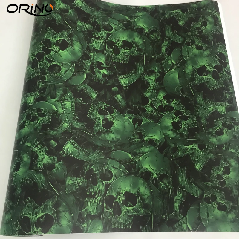 

Green Skull Sticker Car Sticker Bomb Vinyl Wrap With Air Release DIY Styling Decal Motorbike Car Film Wrapping Foil