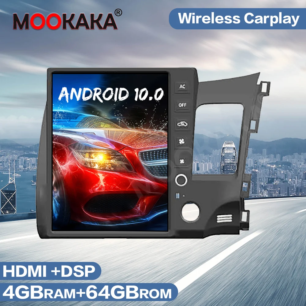 Автомобильный мультимедийный плеер в стиле Tesla Android 10 0 64 ГБ радио для Honda Civic 2008 2011