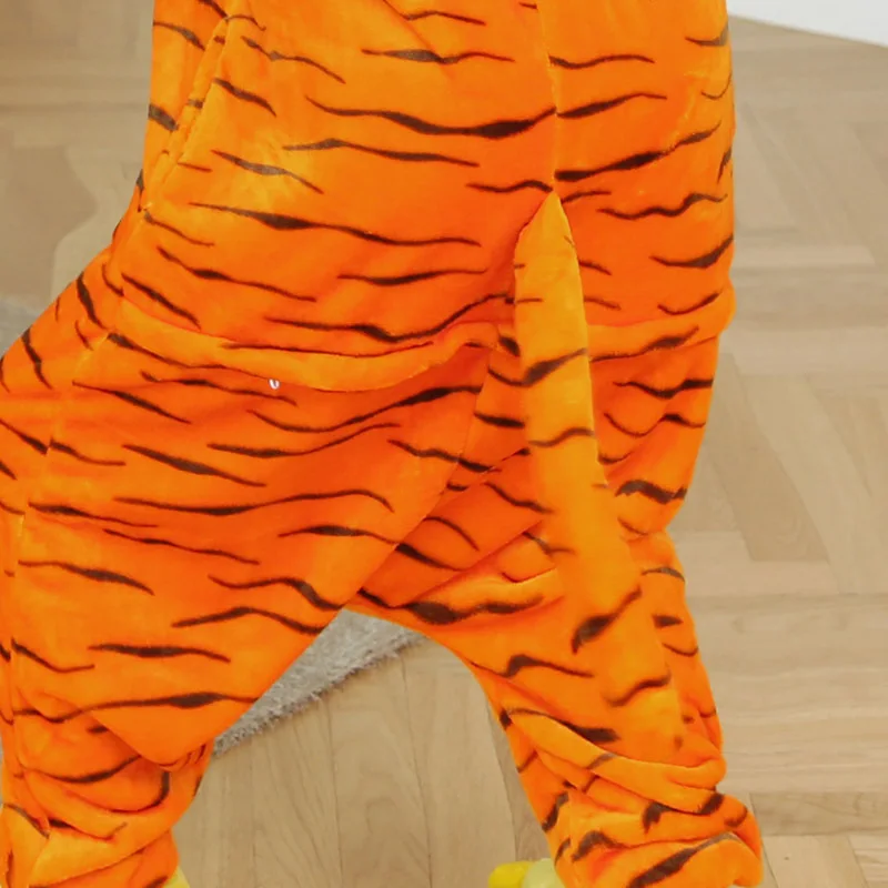 Fleece Tiger Adult Onesie Pajamas Christmas Halloween Animal Cosplay Sleepwear Women Men Kids Family One Piece Jumpsuit Costume