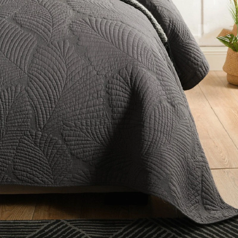 Комплект постельного белья из 3 предметов однотонное хлопковое покрывало с