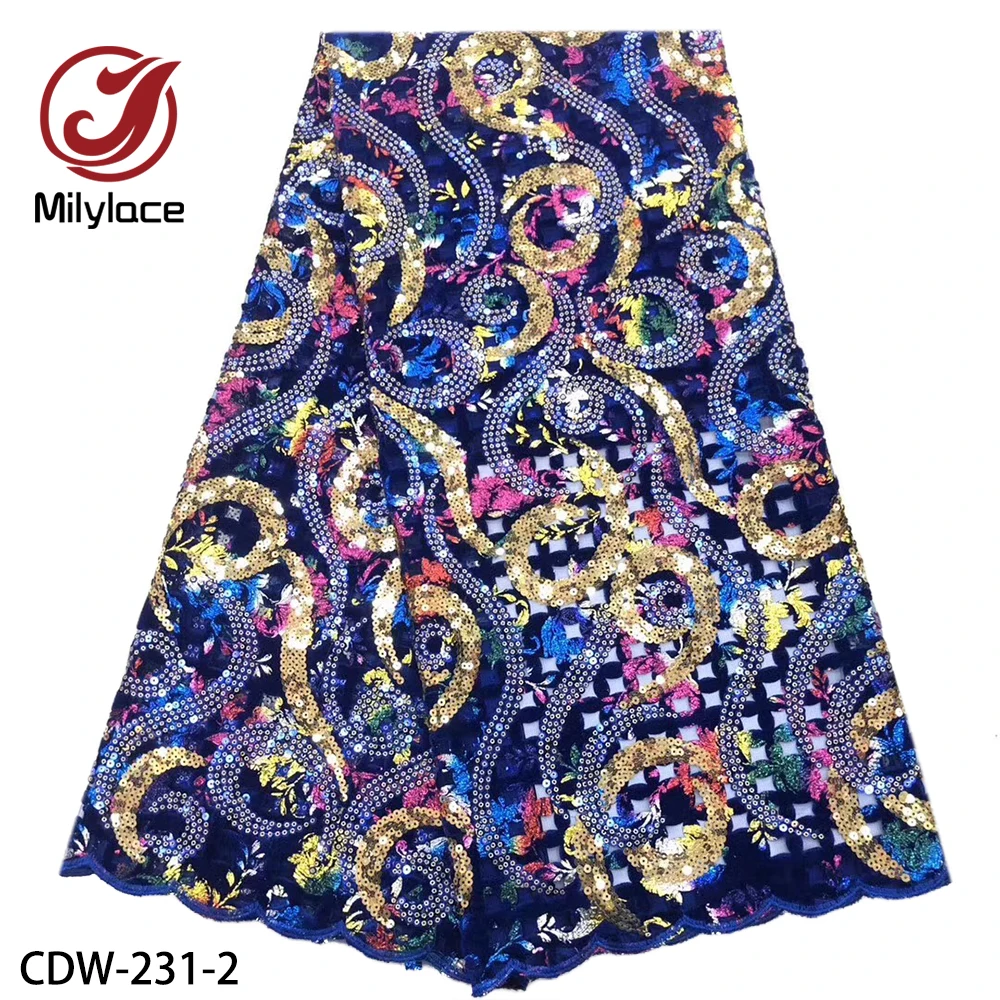 Nigerian Velvet Lace Fabric Luxury African with Sequins French for Dress CDW-231 | Дом и сад