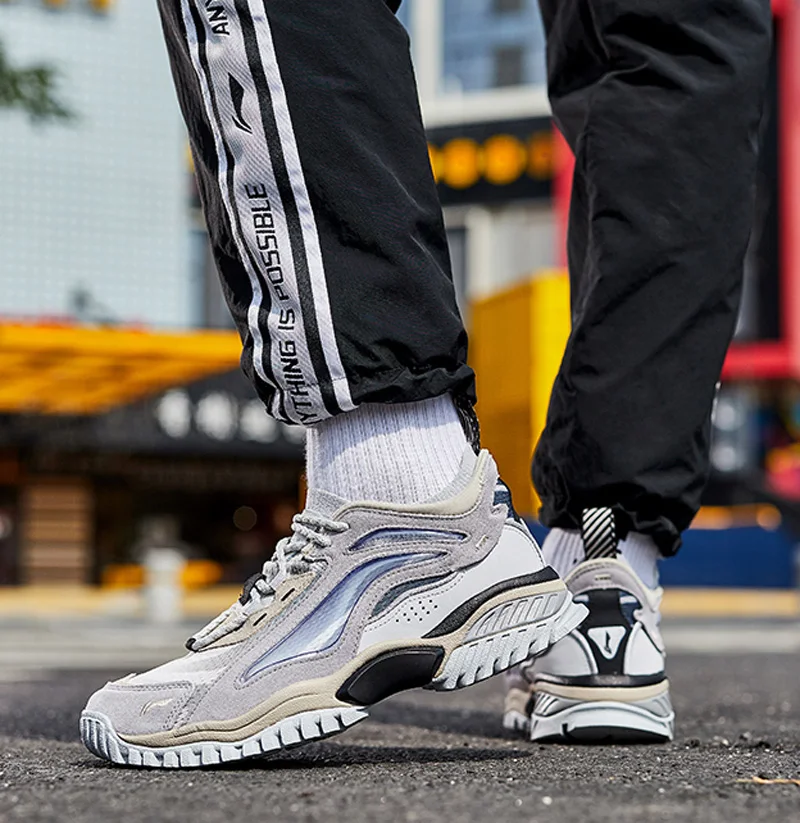 LI-Ning/Мужская обувь AURORA WINDWALKER, стиль жизни, кожа, ноская подкладка, Ретро стиль, спортивная обувь, кроссовки для отдыха, AGLP089 YXB324