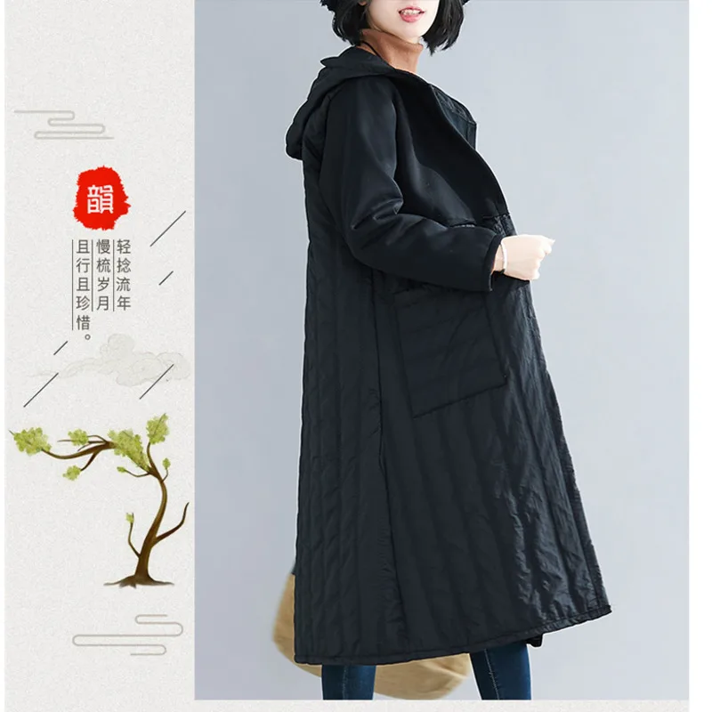 

Autumn And Winter Korean Style Sweatshirt Cotton Stitching Warm Coat Women Mid-length Casual Loose Big Pocket Thickened Hoodies