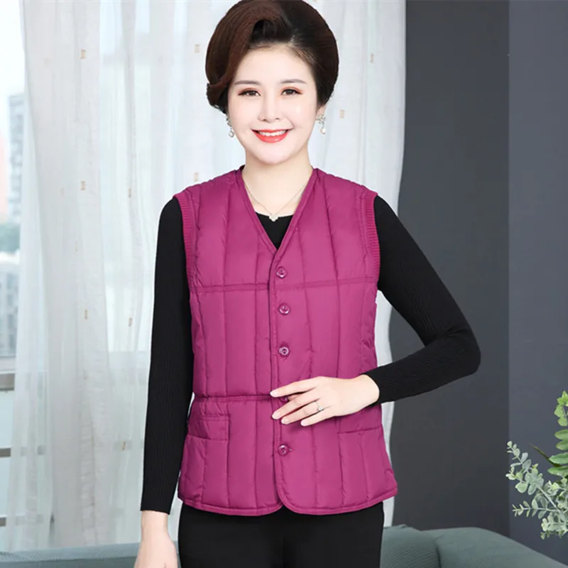 

Middle-aged mothers wear cotton vest autumn and winter wear plus size warm waistcoat vest elderly down cotton vest light