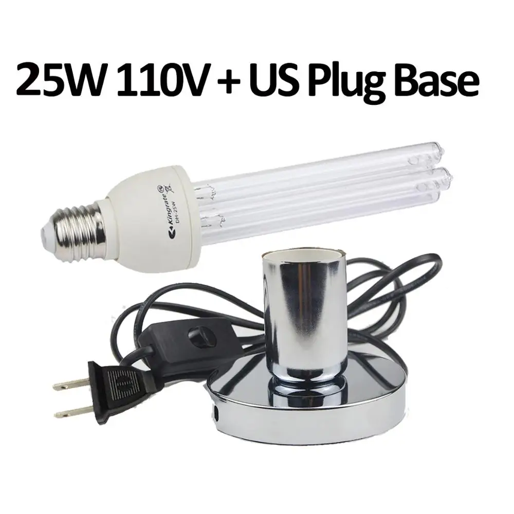 25W 110V US Plug UVC кварцевая лампа для дезинфекции дома УФ лампа 220 В 110 В бактерицидная лампа бактерицидный свет E27 ванная комната Антибактериальная лампа - Мощность в ваттах: 25W 110V US Plug