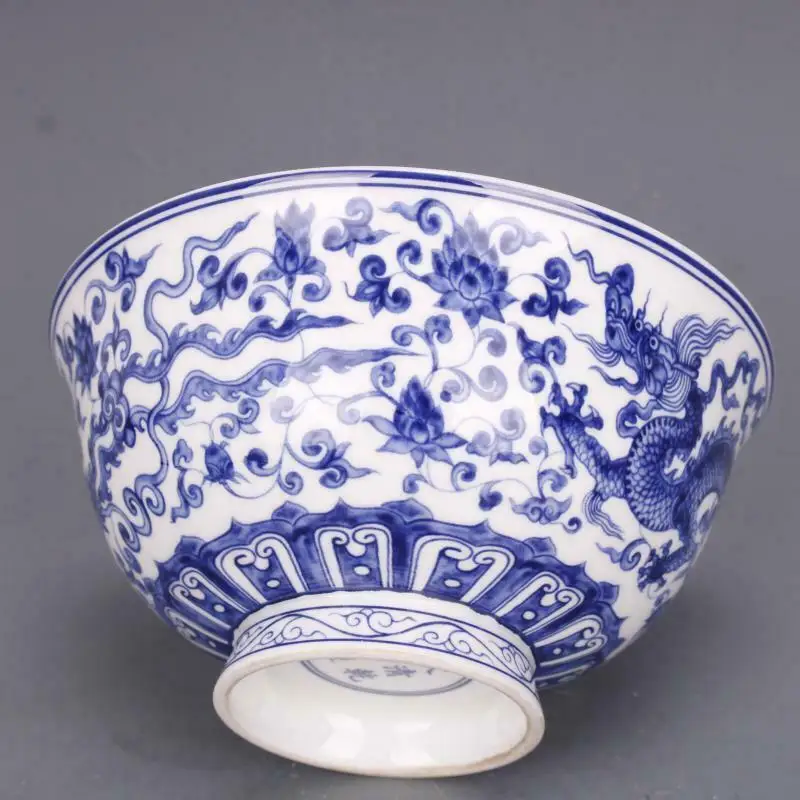 Китайская старая фарфоровая Ручная роспись чаша с драконом в династии Цин марка |