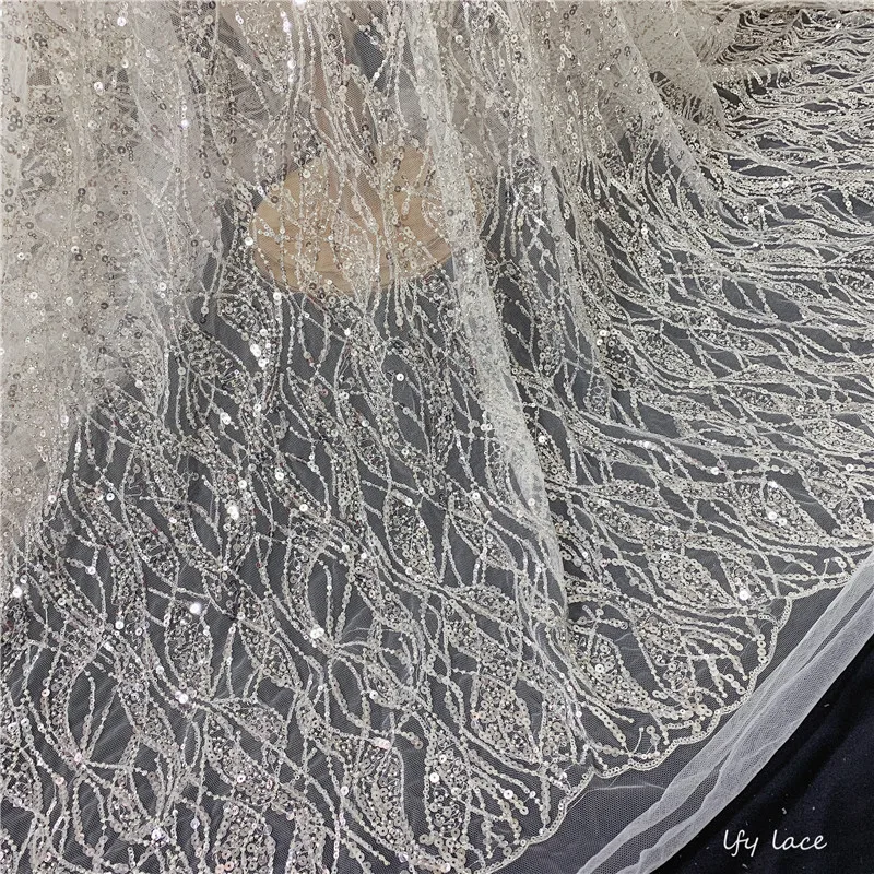 Кружевная ткань высшего качества 2019 см с Блестками Бисером вышивкой кружевом