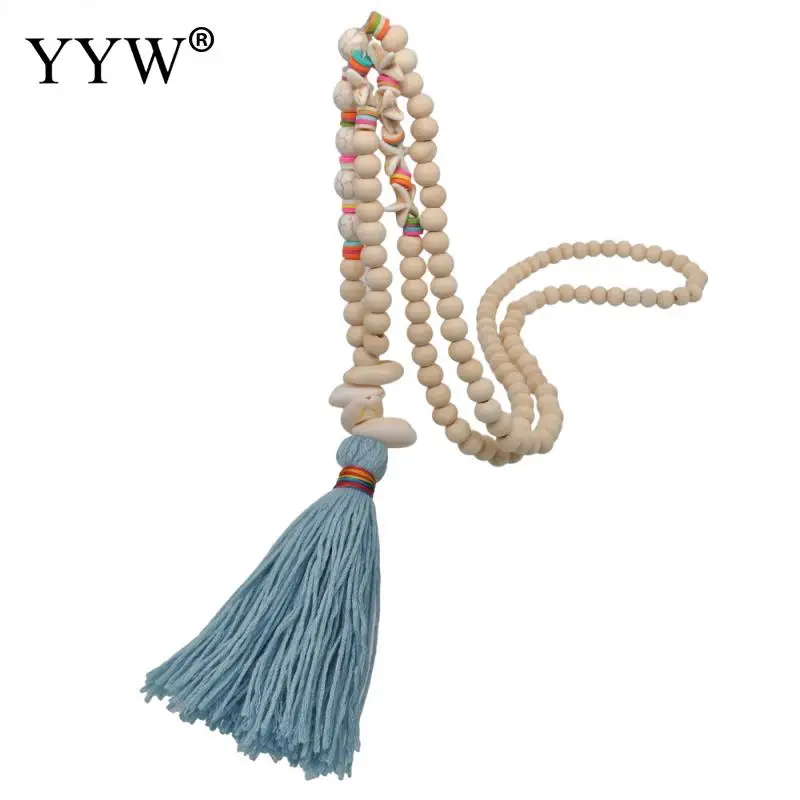 Богемная Этническая винтажная цепочка для свитера с кисточками ожерелье