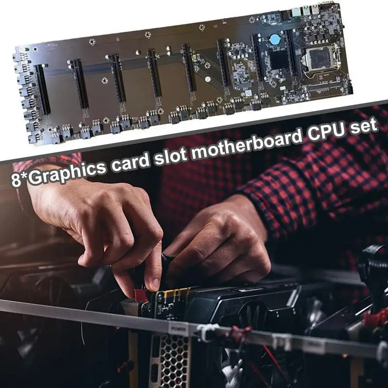 brand new mining machine b75 motherboard 8 pcie 16x graphics card slot 8g mainboard memory for lga 1155 cpu eth zec etc mining free global shipping