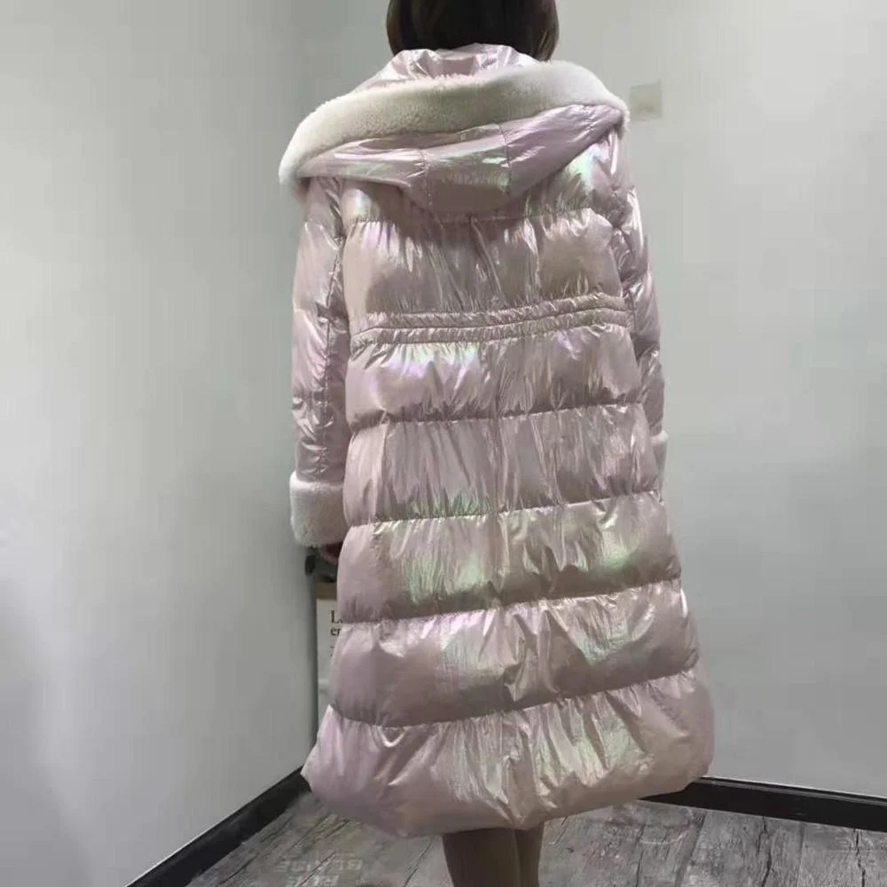 

thicken warm duck down jacket new arrival women clothes winter x-long coat parka real fur clothing hooded patchwork style