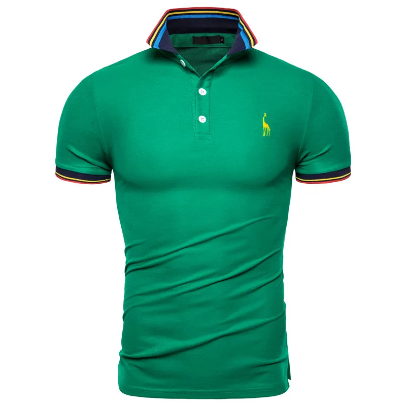 Рубашка-поло мужская с коротким рукавом хлопок вышивка жираф Повседневная