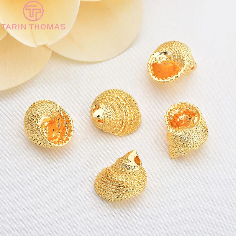 

6pcs 13*10mm 24k Gold Color Brass Conch Charms Pendants High Quality Diy Jewelry Findings Accessories Wholesale