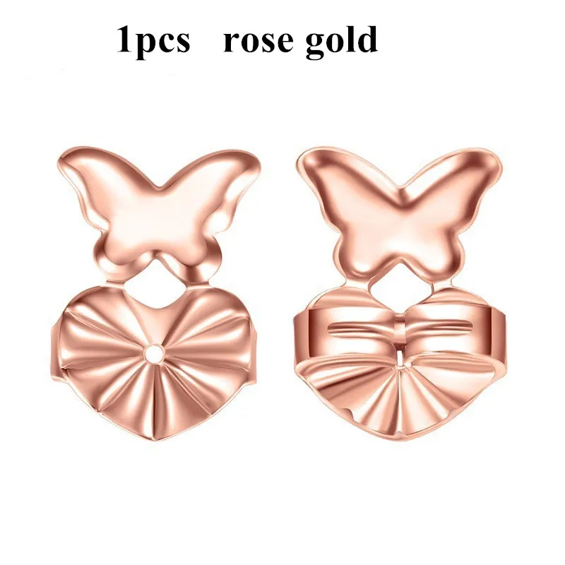 1pcs rose Seanuo, модные серьги-гвоздики золотистого и серебряного цвета, задняя гайка, подъем, гипоаллергенный, подходят для сережек, поддержка мочки уха, серьги для женщин - Окраска металла: 1pcs rose