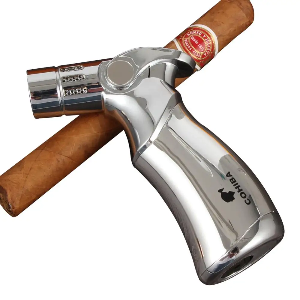 COHIBA Пистолет Стиль Зажигалка для сигар 4 факел пламени зажигалка сигарет газ