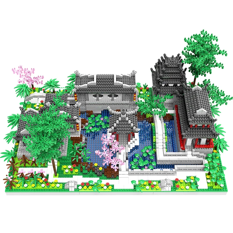 

BS 801 China Ancient Architecutre Dream Yard Garden Temple Lake Tree Mini Diamond Blocks Bricks Building Toy for Children no Box