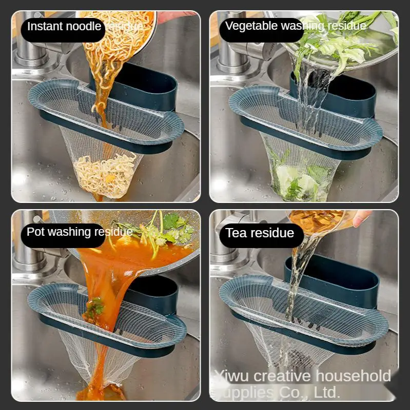 

Drainage Rack Kitchen Supplies Sink Draining Basket Kitchen Shelf Garbage Leftovers Strainer Sink Hanging Rack