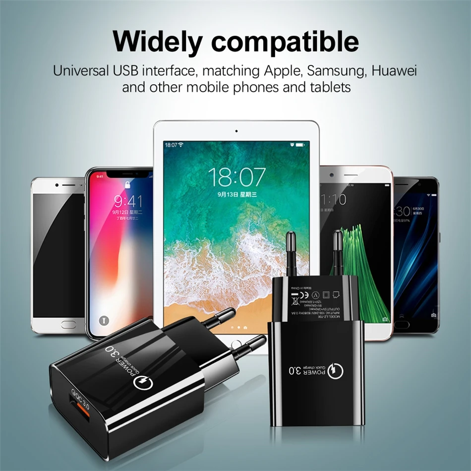 Быстрое зарядное устройство 3 0 быстрое для iPhone 11 X Samsung Xiaomi Mi 9 QC настенное USB