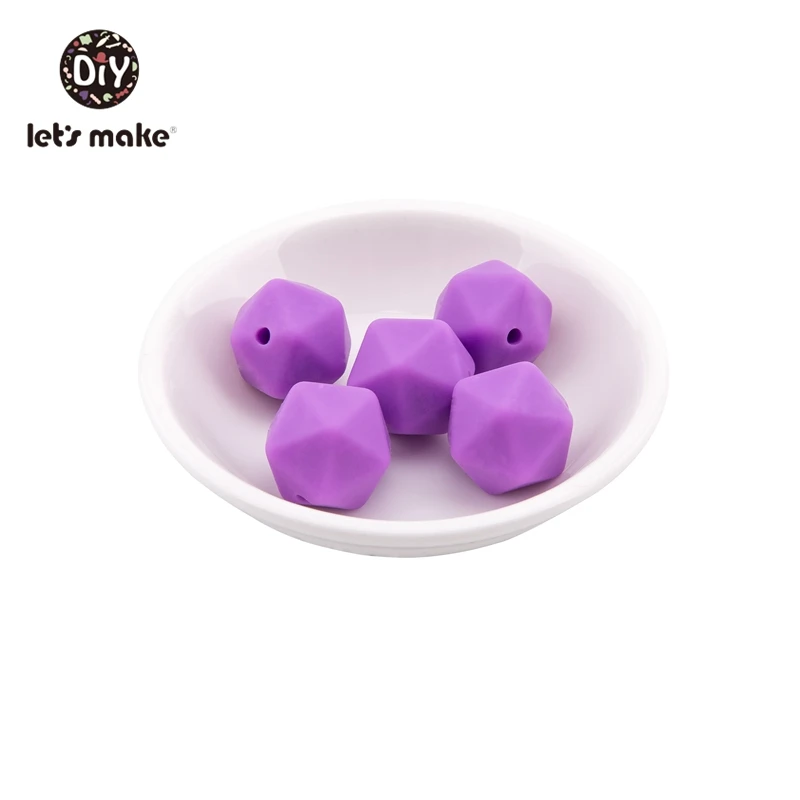 purple Let' s сделать 20 шт. Силиконовые Бусины Пищевой шестигранный силиконовый шарик 14 мм Сделай своими ругами слингобусы соска цепь Bpa Бесплатный Детский Прорезыватель - Цвет: purple