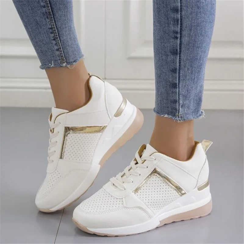 Кроссовки женские на платформе для бега Вулканизированная подошва дышащие