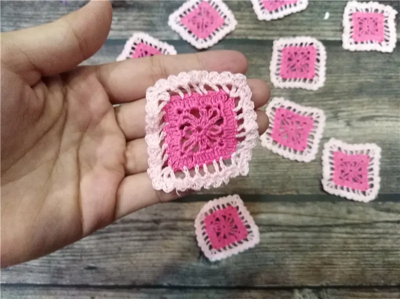 5 шт. Современная розовая хлопковая Кружевная аппликация для вязания крючком