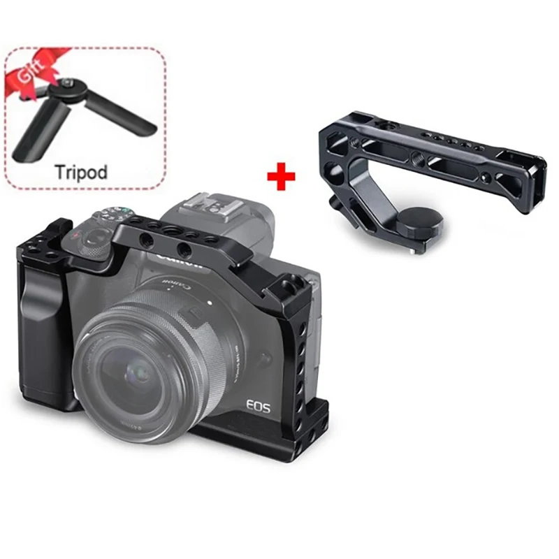Клетка для камеры DSLR для Canon EOS M50 клетка с креплением Горячий башмак для быстрого крепления для видеосъемки VS SmallRig - Цвет: cage with handle