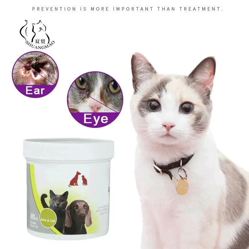 100 шт. кошка собака влажные салфетки для очистки глаз уши слеза пятновыводитель